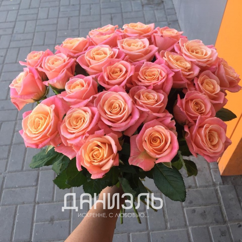 25 роз «Персик» 1