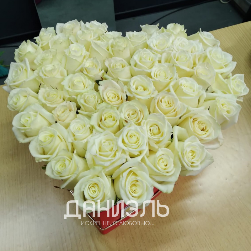Белые розы в сердце «Вселенная»
